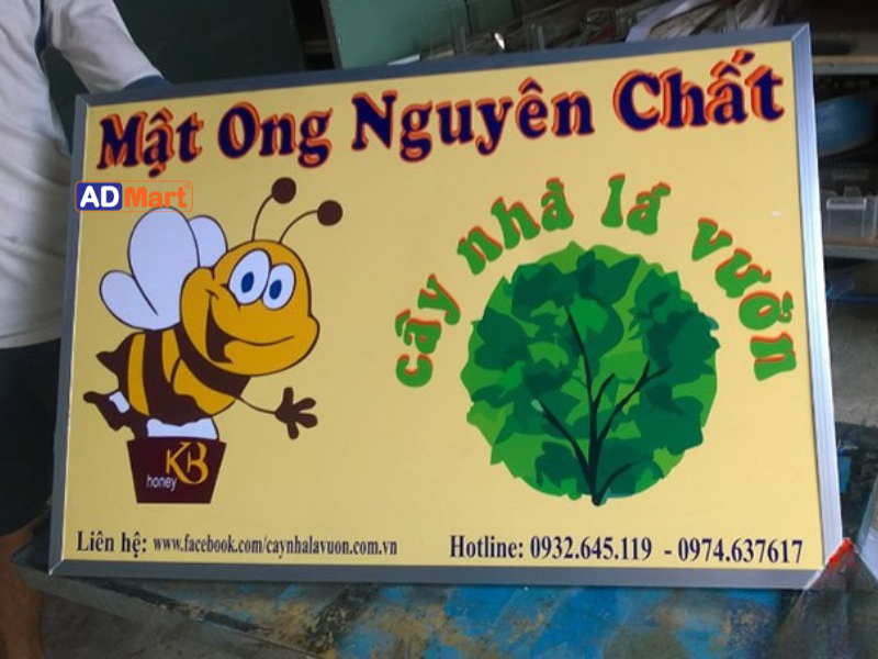 Biển quảng cáo bán mật ong in UV ngoài trời bền đẹp