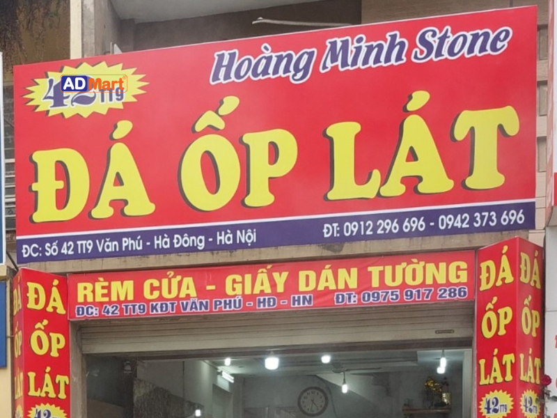 Biển quảng cáo đá ốp lát in UV – Nâng tầm hình ảnh showroom đá