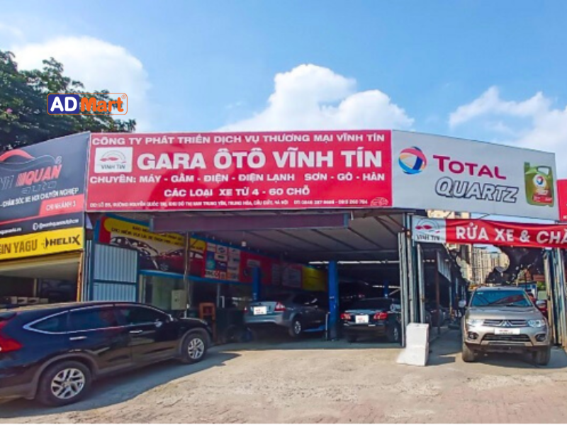 Biển quảng cáo gara ô tô in UV dạng bạt siêu bền, siêu sắc nét