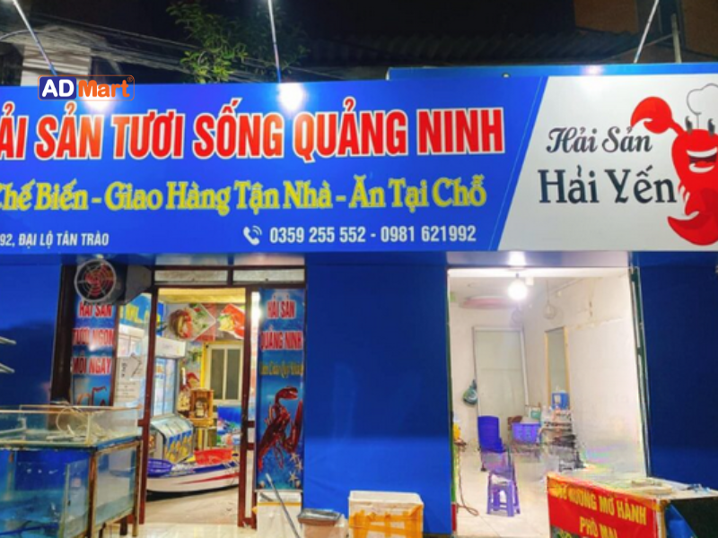 Mẫu biển quảng cáo hải sản tươi sống in UV thu hút khách ngay 