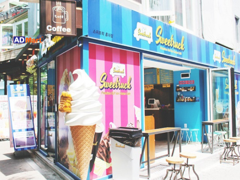 Biển quảng cáo kem tươi in UV sắc nét, bền màu, thu hút khách