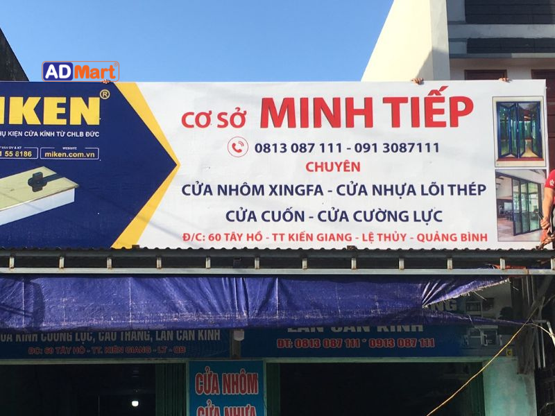 Biển quảng cáo nhôm kính in bạt chất lượng cao, chuẩn màu, bền đẹp