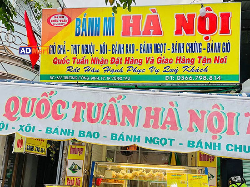Biển quảng cáo xôi bánh mì in UV bền đẹp, nổi bật, thu hút khách