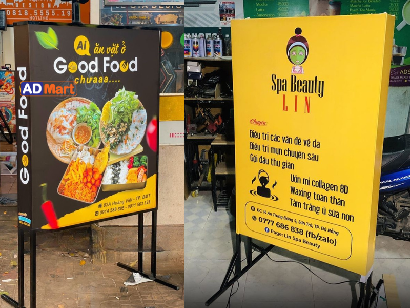 Mẫu biển quảng cáo in bạt đứng in UV sắc nét, bền đẹp ngoài trời